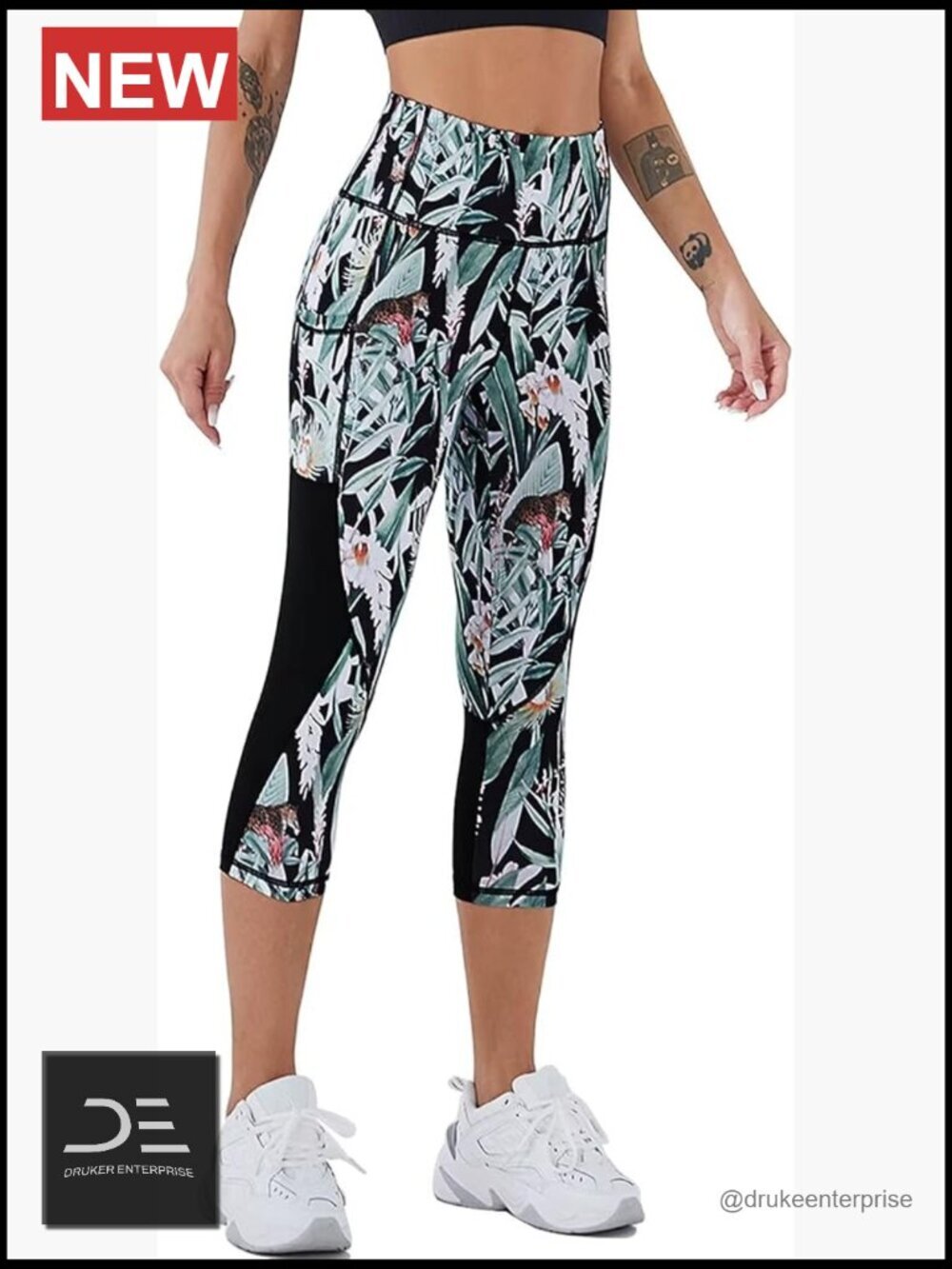 High Waist Capri Leggings with Pockets 4-Way Stretchy Yoga Pants